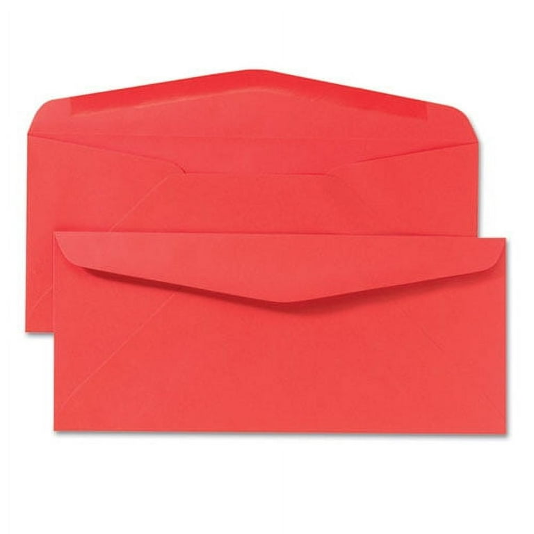 Colored Envelope, #10, Commercial Flap, Gummed Closure, 4.13 x 9.5, Red, 25/Pack