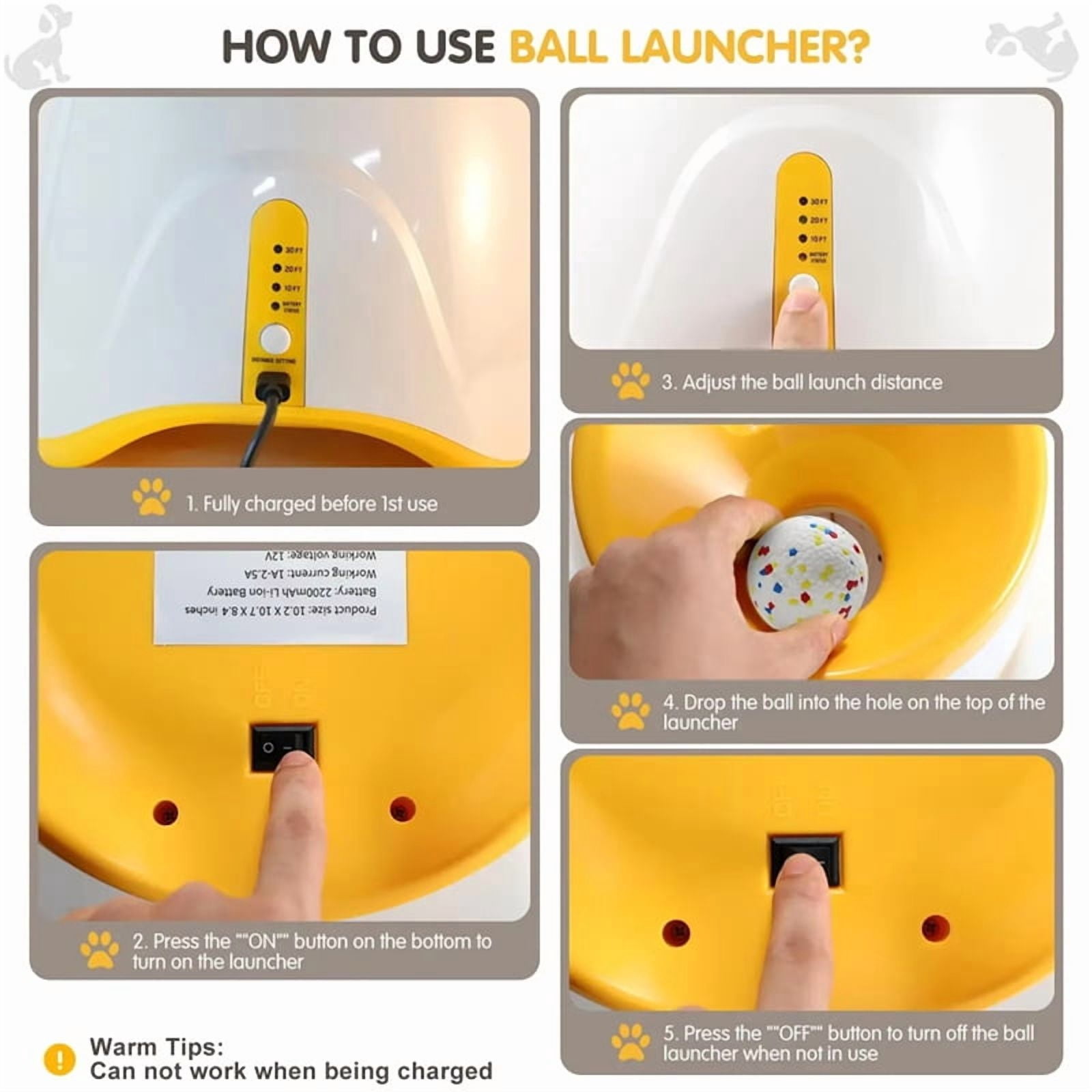 Dog Toys Automatic Tennis Ball Launcher for Medium to Large Dogs, Outdoor Exercise & Training, Perfect Home Dog Toys,1 x Tennis Ball Launcher 1 x USB cable 3 x ball,Orange