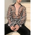 thumbnail image 6 of INCERUN Men's Long Sleeve Mesh See Through Casual Party Night Club Fancy Dress Shirt, 6 of 12