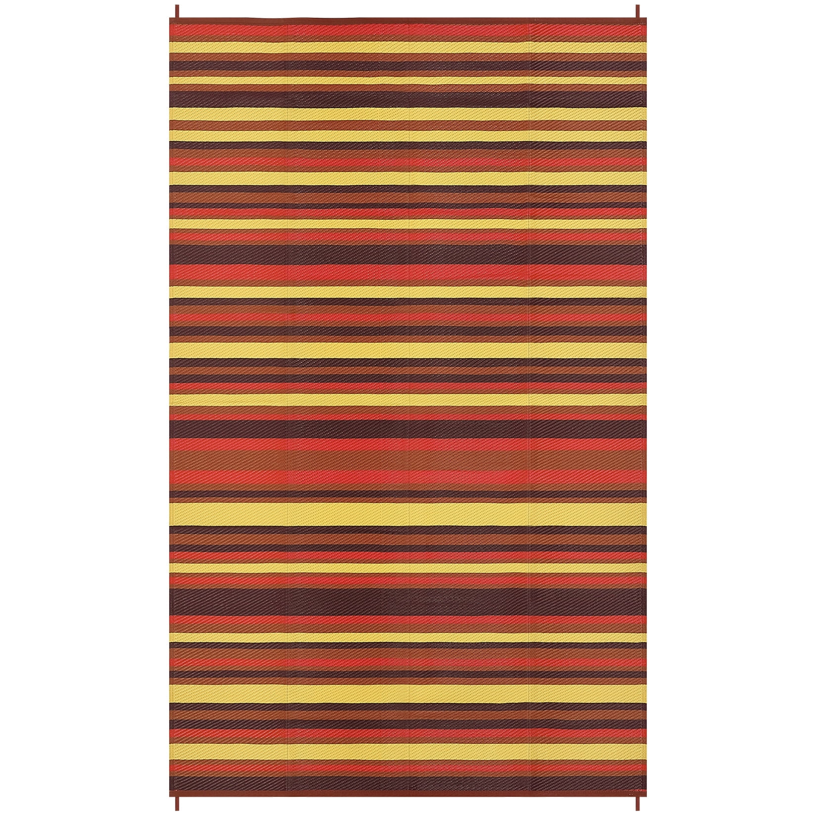 Nanan 8x10 Outdoor Patio Rug, Reversible Waterproof Plastic Straw Patio Rug, Modern Striped RV Camping Mat for Deck, Yard, Garden, Balcony, Poolside, Red/Multi