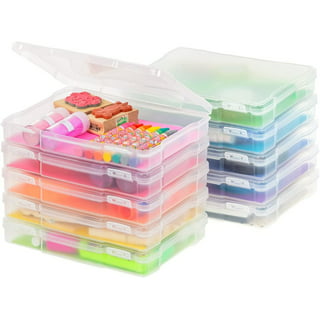novelinks Transparent 4 x 6 Photo Cases and Clear Craft Keeper with  Handle - 16 Inner Cases Plastic Storage Container Box (Clear)