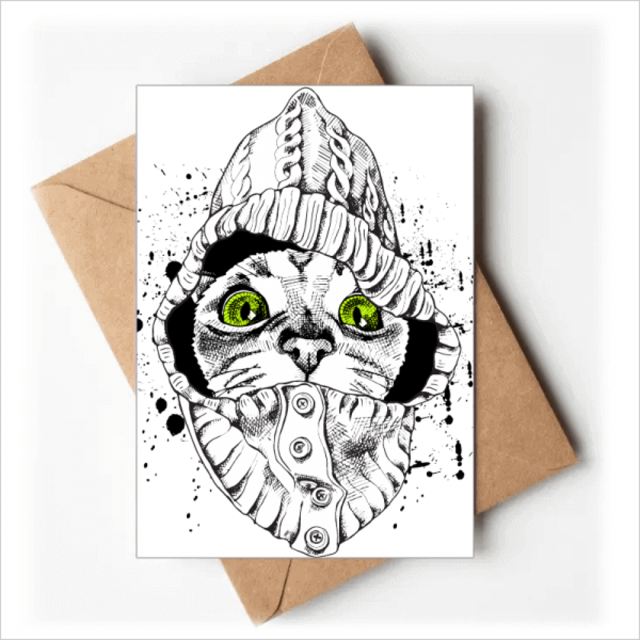 Chandail Chat Blanc Tête Protéger Animaux Animaux Amoureux Cartes de Voeux Vous Êtes Invités Invitations
