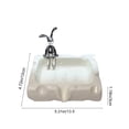 thumbnail image 3 of Jaboneta cerámica de conejo de Pascua con desagüe | Adorable decoración de encimera para el lavabo del baño y la cocina | Cerámica Negra Blanca Vidriada Cocida en Horno | 5,3x4,7 pulgadas |, 3 of 6