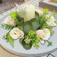 thumbnail image 4 of Artificial Rose Candle Ring Wreath Spring Wreaths For Front Door Fake Flower Candle Holder Wreath With Green Leaves Artificial Flowers Wedding Centerpieces Home Holiday Decor, 4 of 7