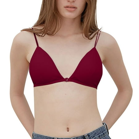 

Women s Bra Front Button Low Cut V Neck Slim Strapless Training Chest Padded Spring Summer Casual Basic Soft Fashion Cute Daily Underwear