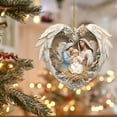 thumbnail image 6 of SLYNSHome Nativity Scene Ornaments Valentine's Day Gifts Heart Shaped Religious Jesus Ornament Acrylic Hanging Decor, 6 of 6