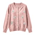thumbnail image 4 of WCJM Womens Long Sleeve Button Down Crewneck Sweater Cardigan Casual Winter Outerwear Knit Top (Pink,M), 4 of 5