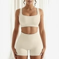 thumbnail image 2 of Hessimy Women's Yoga Outfits 2 Piece High Waisted Leggings with Sports Bra Gym Clothes Sets(Beige,M), 2 of 8