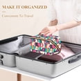 thumbnail image 3 of FORMRS Makeup Bag Travel Cosmetic Organizer for Women Fold Flat Zipper Pouch with Handle, Pink Geometric, 3 of 8