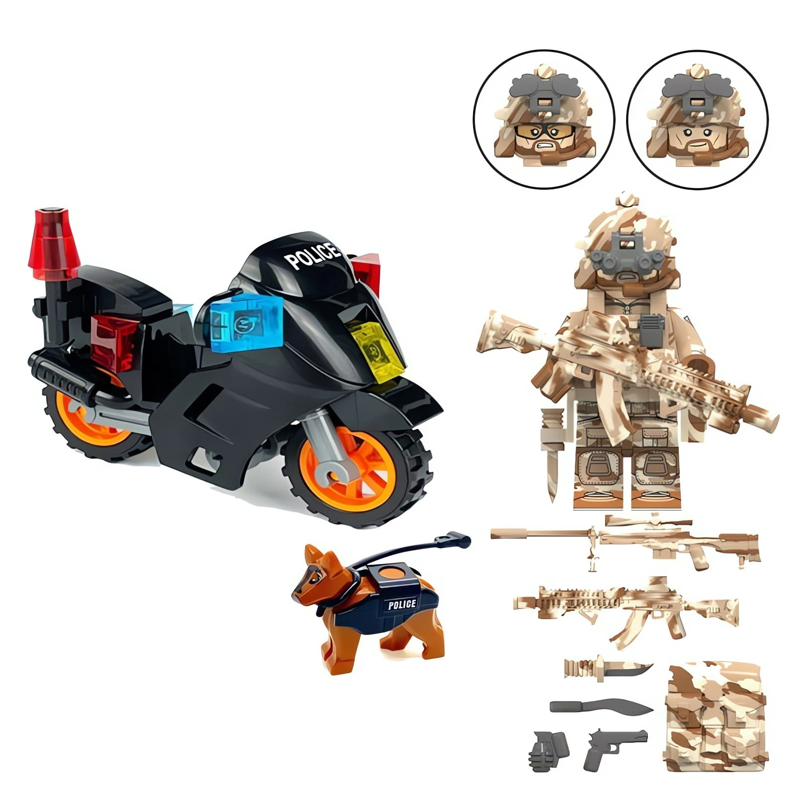 NWJ Building Blocks Toy - Special Forces SEAL Team Minifigure and Motorcycle Set, Perfect Children's Gift