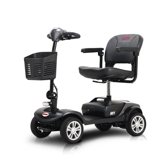 Leadzm 4-Wheel Mobility Scooter with Storage Bins & Adjustable Seats, Gray