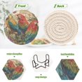 thumbnail image 2 of 6 Pcs Drink Coasters with Holder 3.94in Woven Coasters for Drinks Colorful Beautiful Parrots Coaster Set for Protection Table, 2 of 7