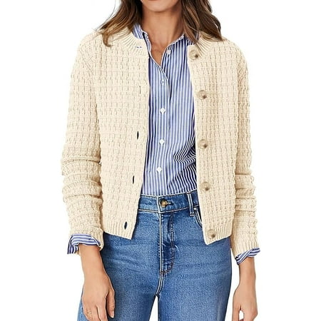 PrettyGarden Women's Cotton Knit Cardigan Sweater, Sizes S-2XL