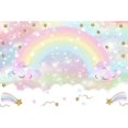 thumbnail image 3 of Rainbow Backdrop Pastel Rainbow Birthday Cloud Glitter Stars for Kids' Party Decorations Cake Table Banner Rainbow Baby Shower Photography Background, 3 of 4