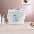 thumbnail image 5 of Unique Bargains 1 Pc Letter E Pattern Makeup Bag for Travel White Corduroy, 5 of 6
