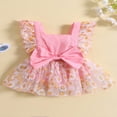 thumbnail image 2 of Barboteuse pour Bébés Filles, Justaucorps à Manches à Volants, Imprimé Floral, Robe en Tulle avec Nœud, Combinaison, 2 of 7