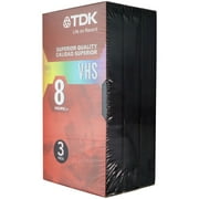 TDK T-160 VHS Tapes 8 Hour Recording Time EP - Black (3 Pack)
