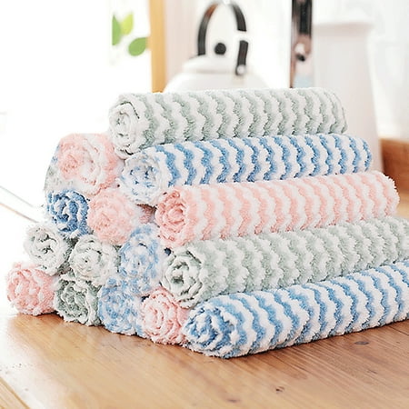 

gotofar 1/2/5/10/15Pcs Kitchen Wave Absorbent Cleaning Washing Dish Cloth Towel Rag