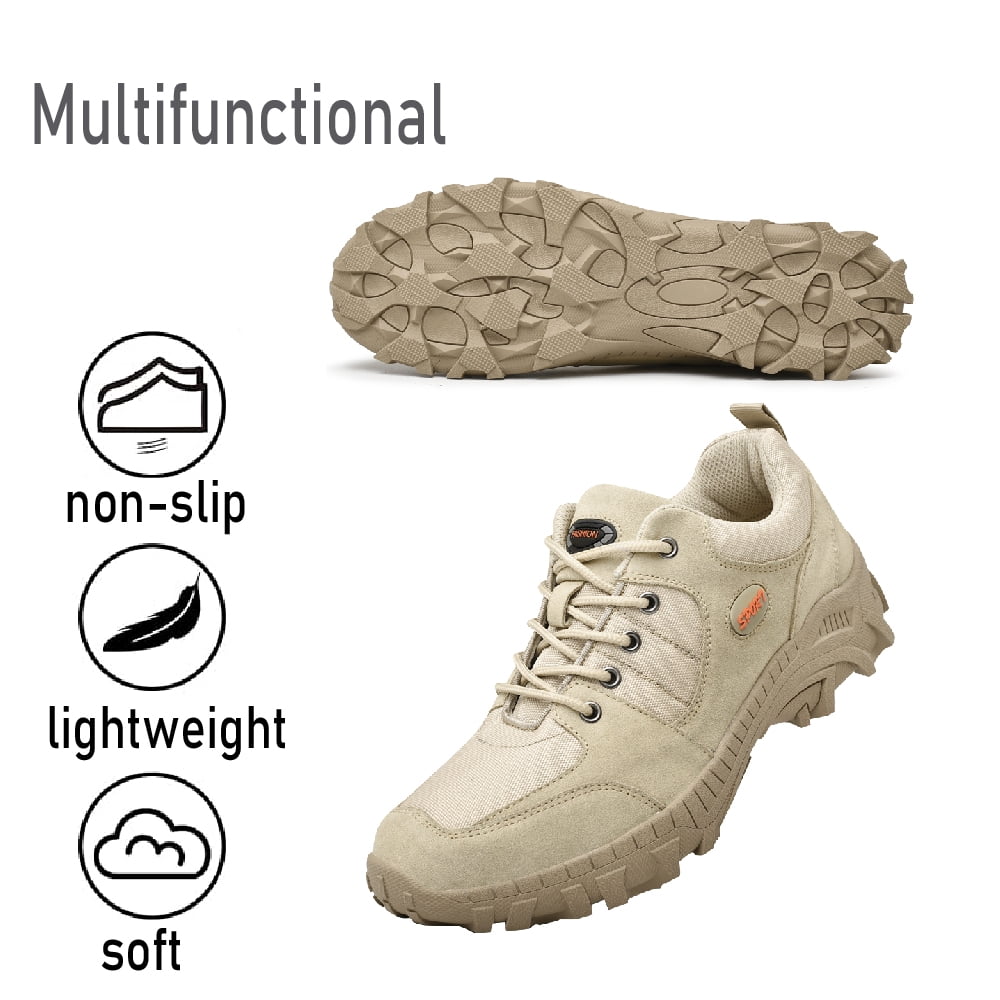 Mens Lightweight Hiking Shoes Outdoor Training Sneakers Non-slip Breathable Fitness Shoes Comfortable Lace-up Shoes Brown 7 US