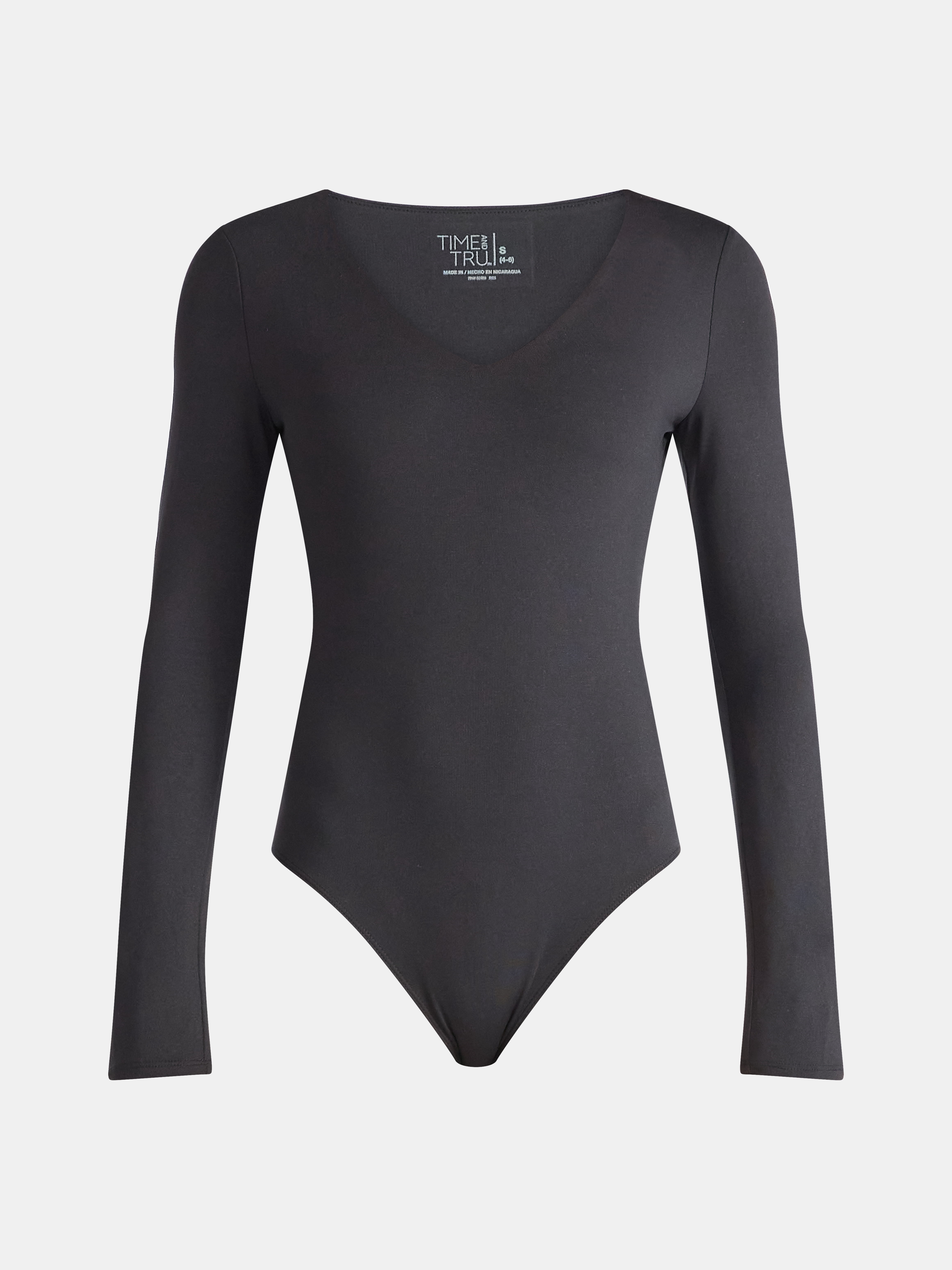 Time and Tru Women's Smoothing Bodysuit with Long Sleeves, Sizes XS-XXXL