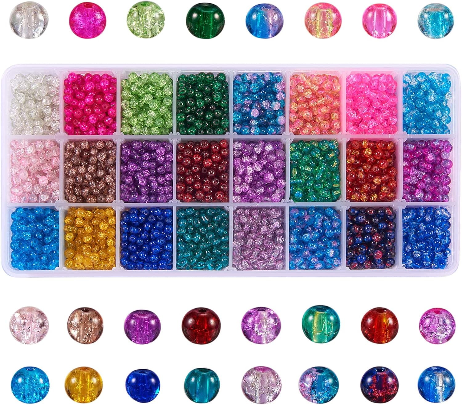 720pcs 8mm Spray Painted Glass Beads Mixed Color Pony Round Spacer