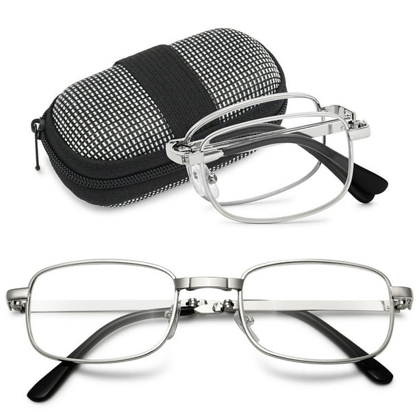MAGIMODAC Compact Metal Reading Glasses Men Women Folding Mini Reader