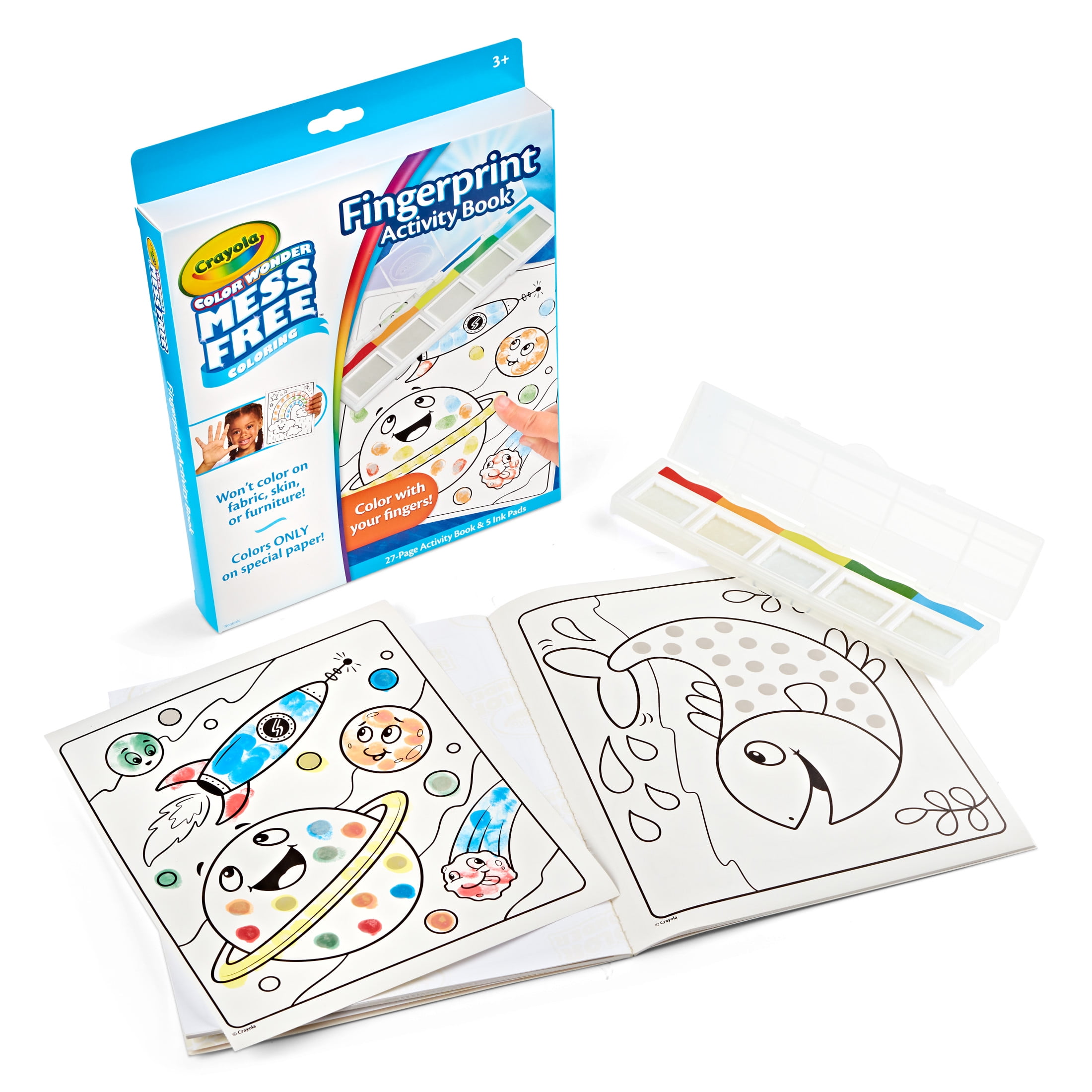 Crayola Color Wonder Mess Free Fingerprint Activity Book, 27 Pgs, Toddler Art Supplies, Coloring Book, Travel Activity, Gift, Ages 3+