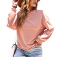 thumbnail image 2 of Camisa de jersey con cuello redondo y manga larga con hombros caídos para mujer para otoño e invierno, 2 of 8