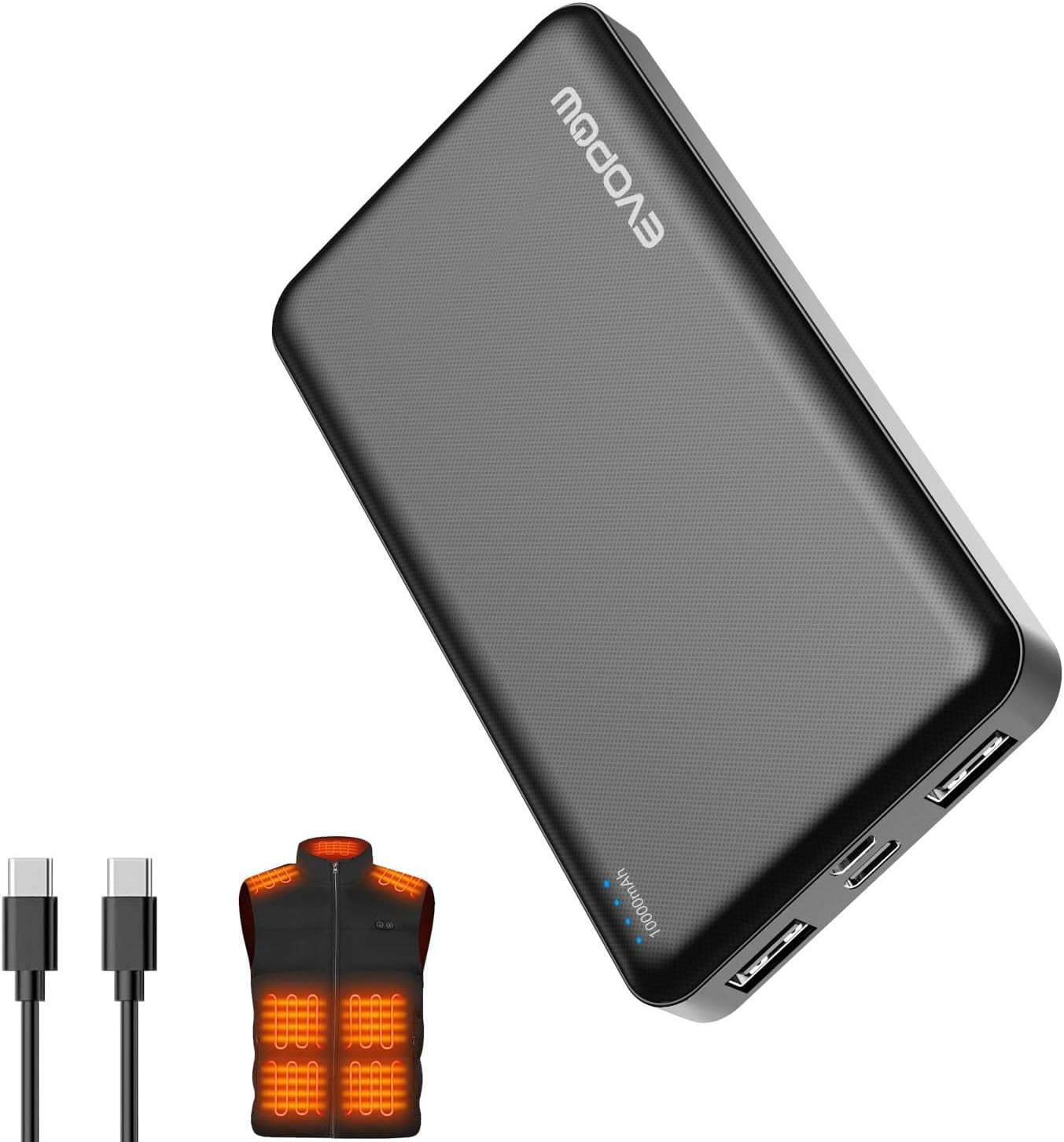 RGHJAR-Portable Charger Power Bank 10000mAh, USB C in&Out Fast Charging Battery Pack Portable Phone Charger Quick Charge for iPhone 15/14/13/12, Galaxy S23/22, Pixel Heated Vest and etc (Black)