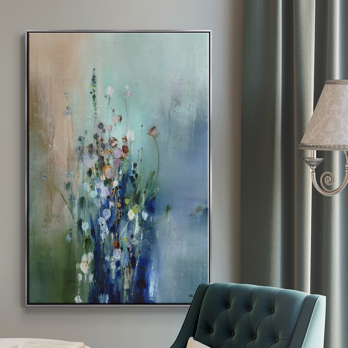 Current Air II Framed Premium Gallery Wrapped Canvas - Ready to Hang - 25 x 37 - Silver Floating Frame