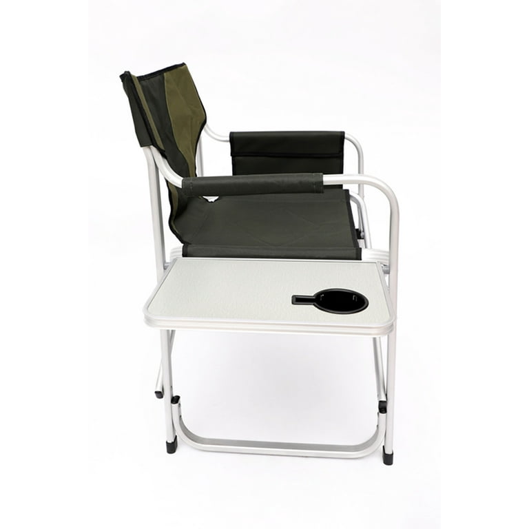 Padded Folding Outdoor Chair with Side Table and Storage Pockets