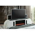 thumbnail image 2 of White Teddy Sherpa & Chrome Queen Bed w/LED, TV Cabinet, Fireplace & Bluetooth, 2 of 5