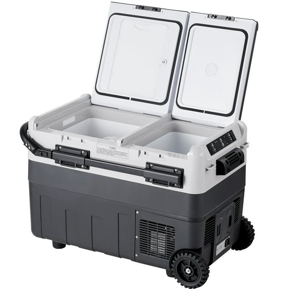 KFFKFF Mobile Car Cooler, 12V Vehicle Fridge, 40L / 42.3 qt Two-Section Portable Freezer, Temperature Range -4℉ to 68℉, Compressor-Based Cooling System for Home, Outdoors, Camping, RV, Automobile
