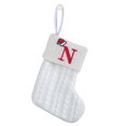 thumbnail image 2 of TOPRenddon Christmas Stockings, 7.1 inch Embroidered Initial Letter Cable Knit Mini Cute White Cuffs for Home Family Fireplace Hanging Xmas Holiday Party Decor Gift, 2 of 2