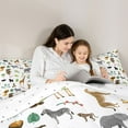 thumbnail image 4 of Manfei Zoo Giraffe Lions 7-Piece Twin Bedding Sets,Wild Animal Zebra Bedding Comforter Set,Green Monstera Leaf Sheet Sets For Boys Kids,Luxury Bedroom Decor Reversible, 4 of 8