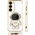 thumbnail image 5 of for Samsung Galaxy S23 5G Case Astronaut Plating Electroplate Luxury Elegant Case Camera Protector Kickstand Shockproof Protective Corner Back Cover Galaxy S23 5G Case -White, 5 of 10