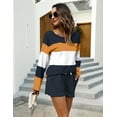 thumbnail image 6 of Uniexcosm Women's Casual Lounge Set Long Sleeve Tops and Shorts Sleepwear, 6 of 10