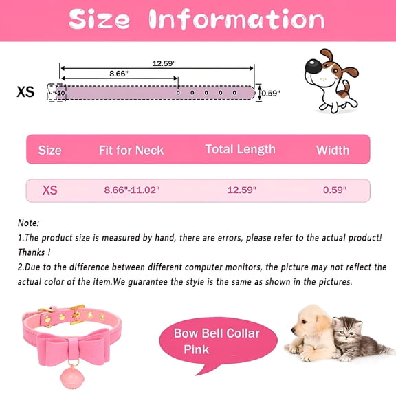 GASTROPOD Dog Collar with Bowtie for Small Dogs, Extra Small Dog Collar with Bell, 2 Pack XSmall Dog Collar Female, Pet Puppy Leather Collars