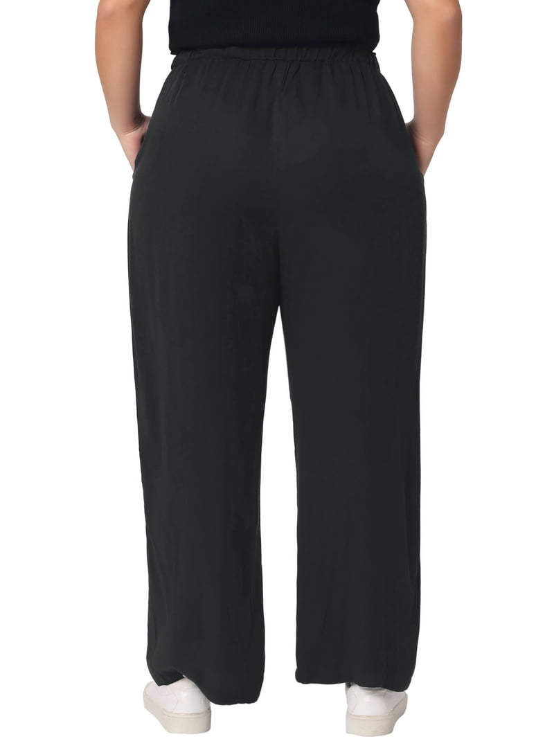 Unique Bargains Women Plus Size Palazzo Stretchy High