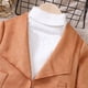 thumbnail image 3 of Gibobby Chaqueta de invierno para niñosAbrigo cálido informal para niñas, otoño e invierno, solapa grande, corto, Color sólido, informal, para niños medi(Marrón, 4-5 Años), 3 of 5