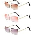 thumbnail image 1 of Gafas de Sol Weewooday Vintage Sin Montura Rectangulares Tinteadas 3 Pares, 1 of 6