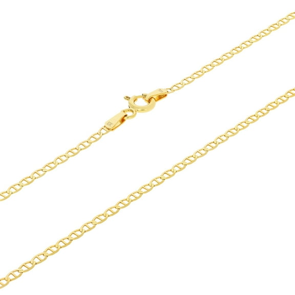 Nuragold 10k Real Yellow Gold Solid Mariner 2mm Chain Anchor Link Necklace (16"-26") Dainty Italian Jewelry for Men & Women