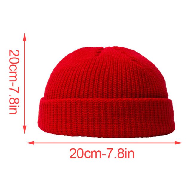 Bonnet Tricoté Exquis Confortable Style Simple Femmes Hommes Chapeaux de Mode Couvre-Chef Ornement Vêtements Accessoire pour Décoration de Robe Rouge