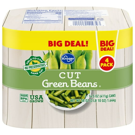 Kroger Cut Green Bean Cans 4 ct / 14.5 oz - Pack of 1
