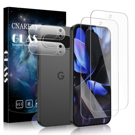 [2 2 Pack] Google Pixel 9 Pro Screen Protector   Camera Lens Protector, 3D Full Coverage, 9H Tempered Glass, Fingerprint Unlocking, Bubble Free