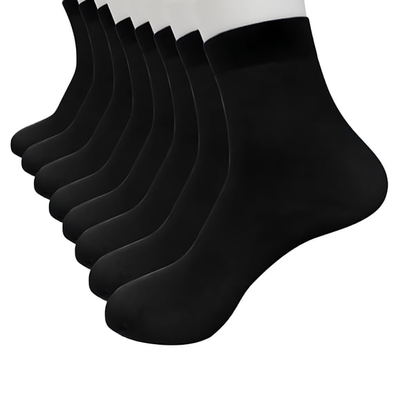 TELOLY Black Socks For Men 9-12 Ruffle Sock Elastic Short Fiber Pairs Stockings Men Silky Socks Ultra-thin Silk 4 Socks Cotton Stockings Men