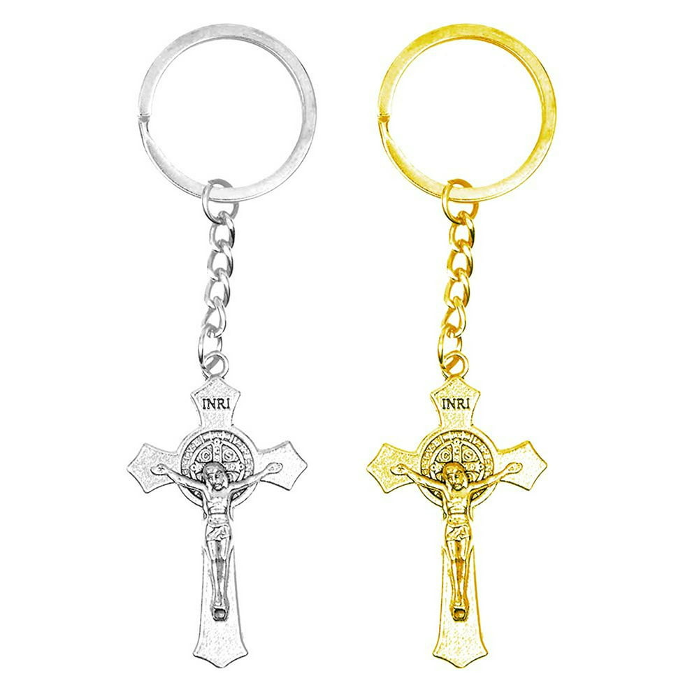 Juvale - 24 Pack Metal Crucifix Cross Keychain, Gold and Silver Key ...