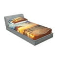 thumbnail image 2 of Ambesonne Scenery Fitted Sheet & Pillow Sham Set, Sea Honeymoon Travel, Twin, Blue Yellow Brown, 2 of 2