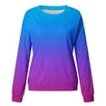 thumbnail image 4 of ZQGJB Long Sleeve Ombre Shirts for Women Casual Ribbed Crew Neck Pullover Tops Tie Dye Print Trendy Sweatshirts Spring Clothes 2023(Purple#03,L), 4 of 5