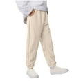 thumbnail image 2 of ATOGUTA Boys Uniform Pants Size 2T-15 Elastic Waist Athletic Joggers for Running Sports Outdoor School Uniform Beige, 2 of 6